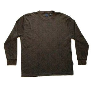 Kani Gold Waffle Knit Thermal Pullover Sweater Men XXL 2XL Crew Neck Long Sleeve